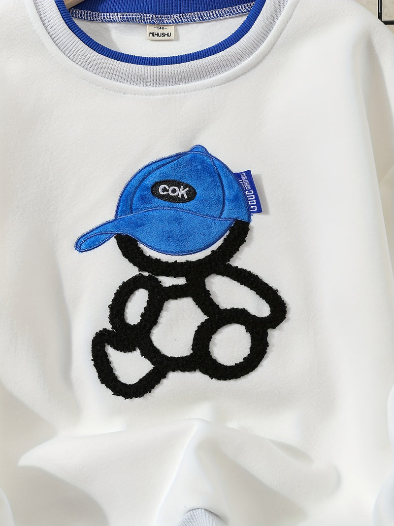 A Trendy Round-Neck Sweatshirt for Boys with a Faux Two-Piece Design.
