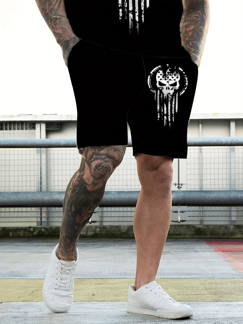 2pcs Men's Casual Fashion Set, Round Neck Short Sleeve T-Shirt.