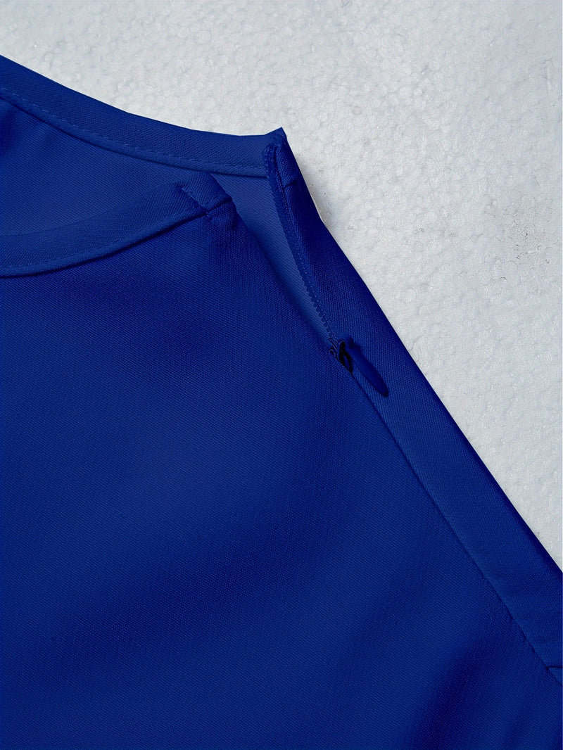 Men's Suits, Short Sleeves, Shoulder Zippers, Spliced Design.