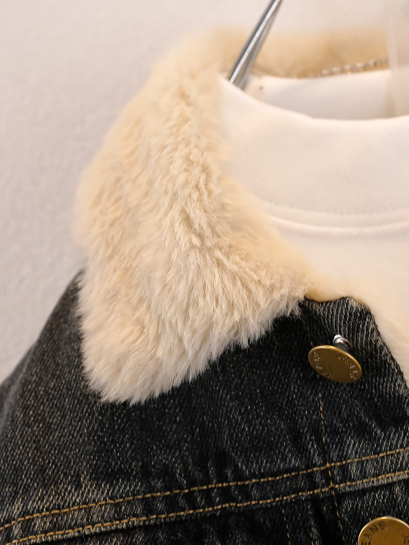 Boys and Toddlers Autumn/Winter -Lined Thickened Denim Jacket.