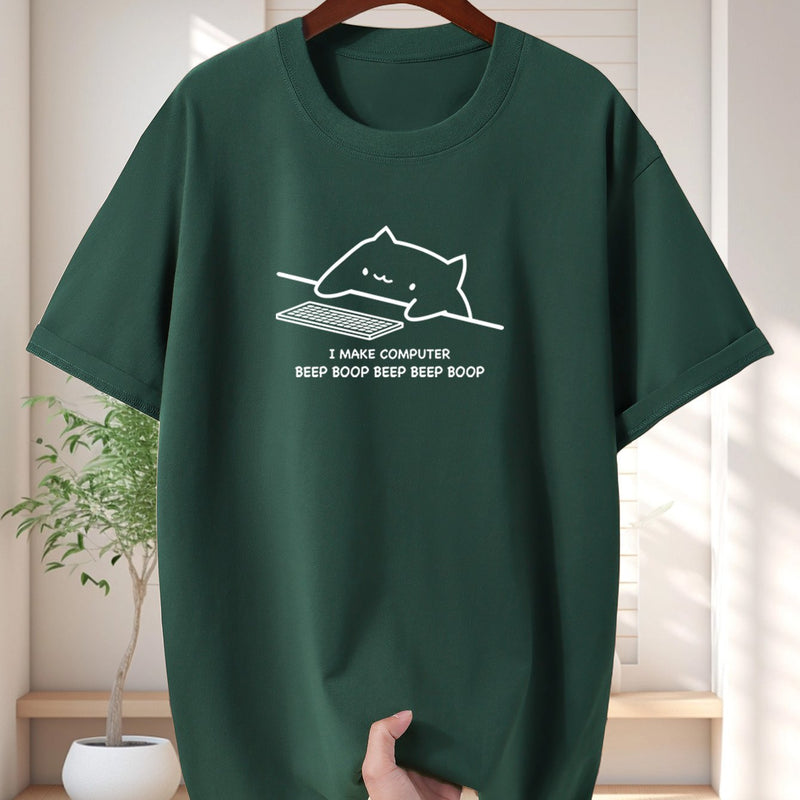 Men's Pure Cotton New Fashion Letter Design Print Casual Short Sleeve.