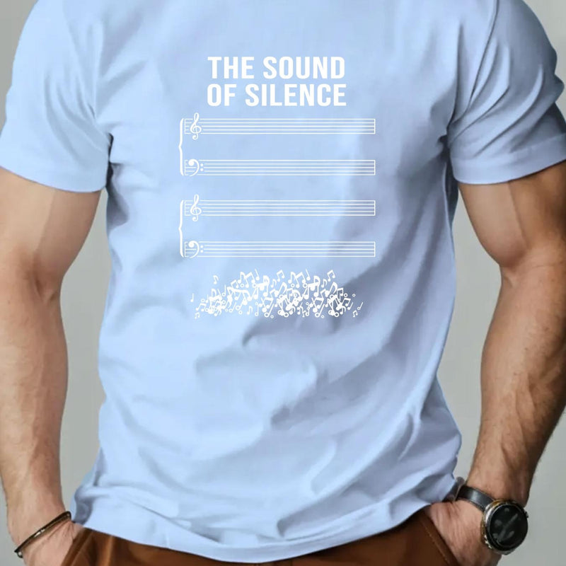 Men's Short Summer Casual T-Shirt with The Sound of Silence Design.