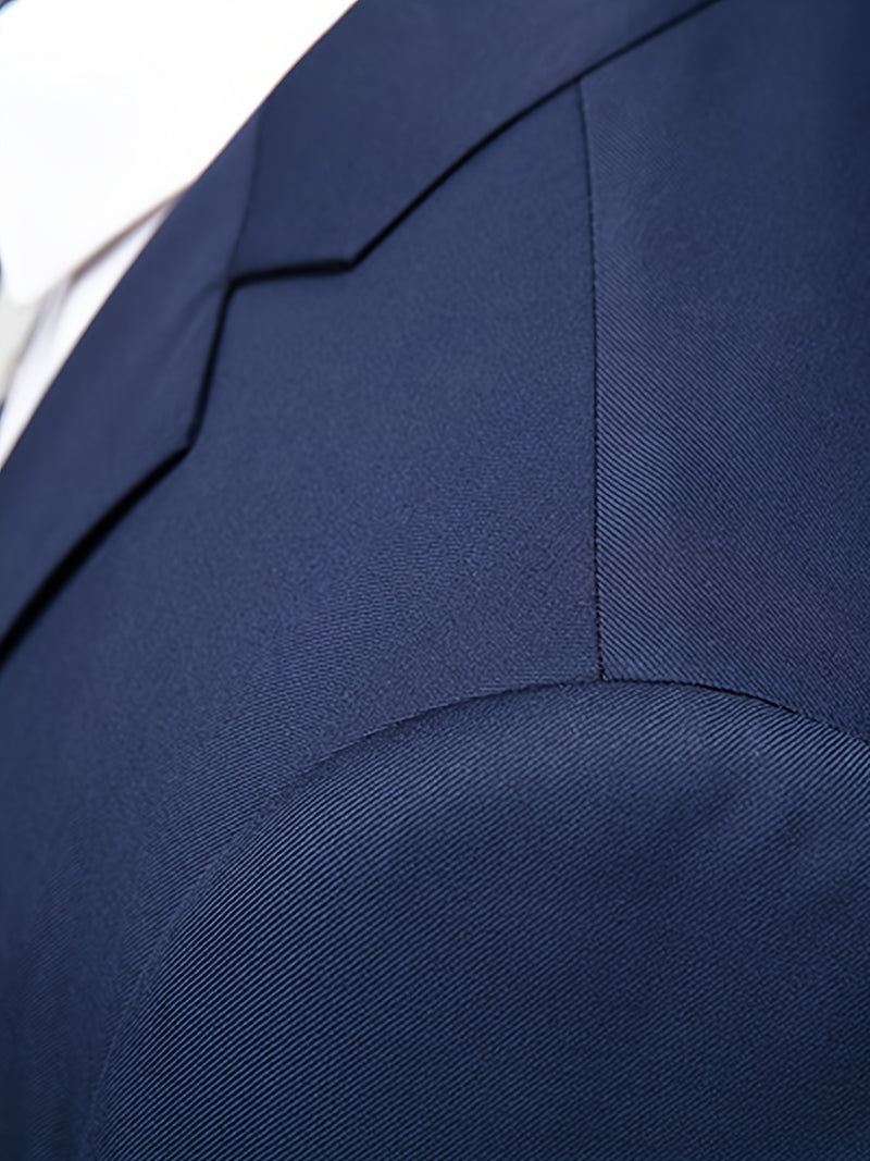 Men's 2pcs Suit Set: Jacket and Trousers, Single-Breasted with Two Buttons.