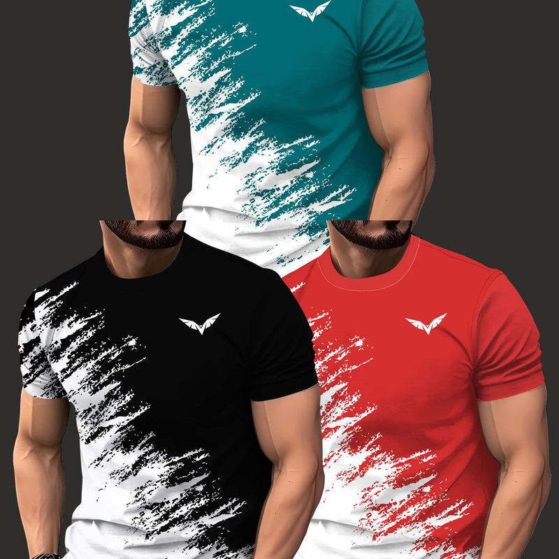 3pcs Men's Casual Graphic T-Shirts.