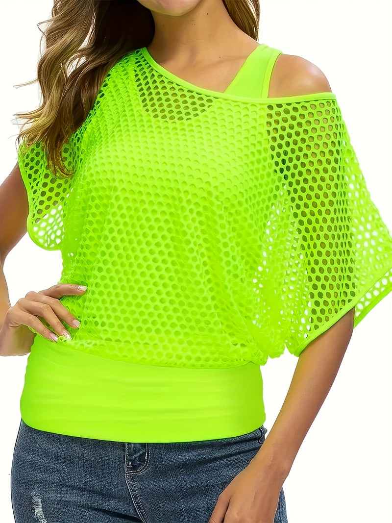 Women’s Fashion Mesh 2-in-1 Look Tank Top.