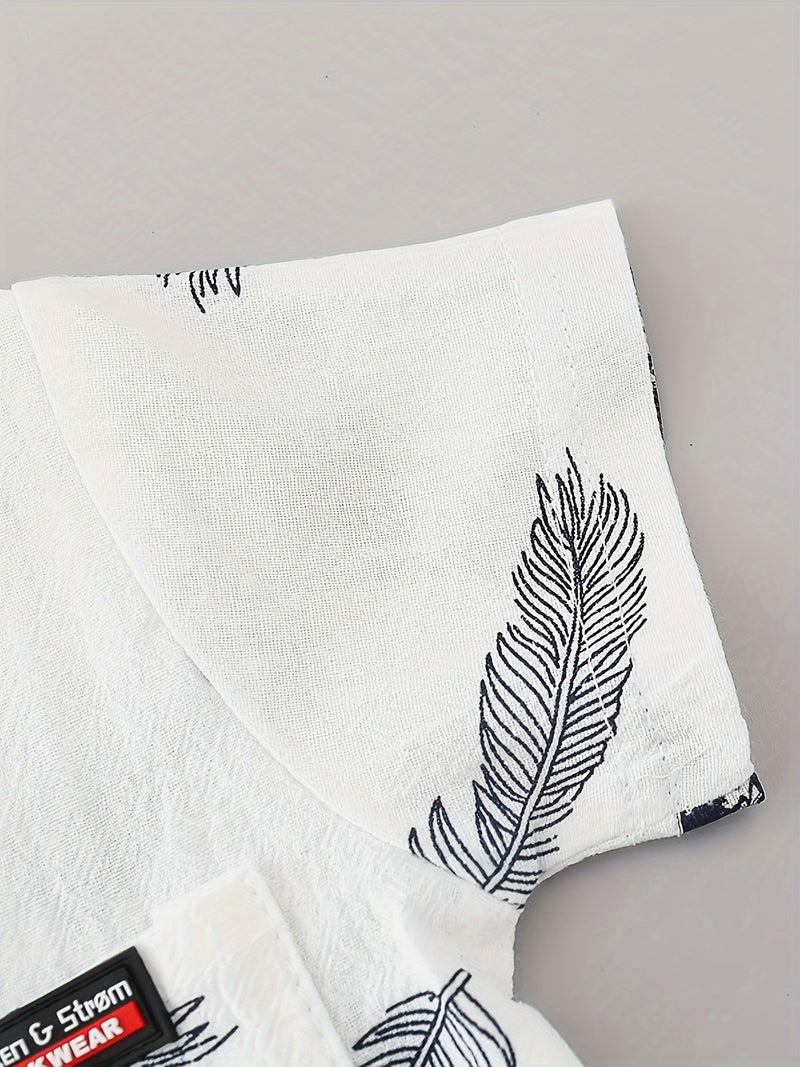 Youngsters Summer Feather Print Short Sleeve Shirt & Shorts Set.