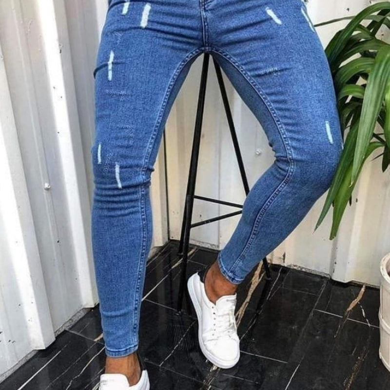 Trendy Men's High Street Ripped Skinny Jeans.