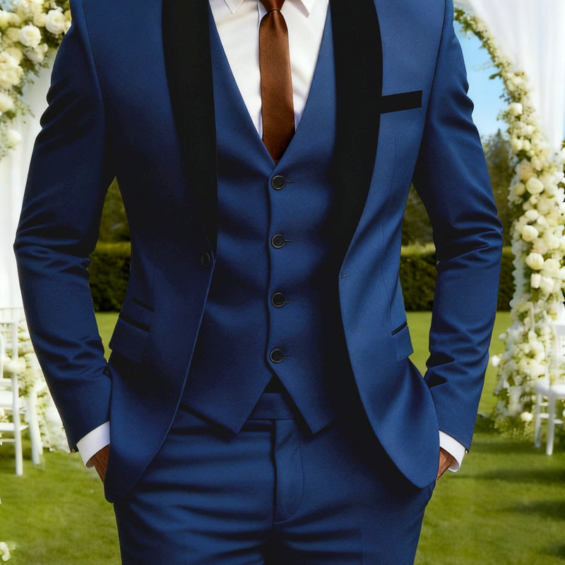 3pcs Men's Suit Set, All-Season Business Wedding Party, Suit Jacket,