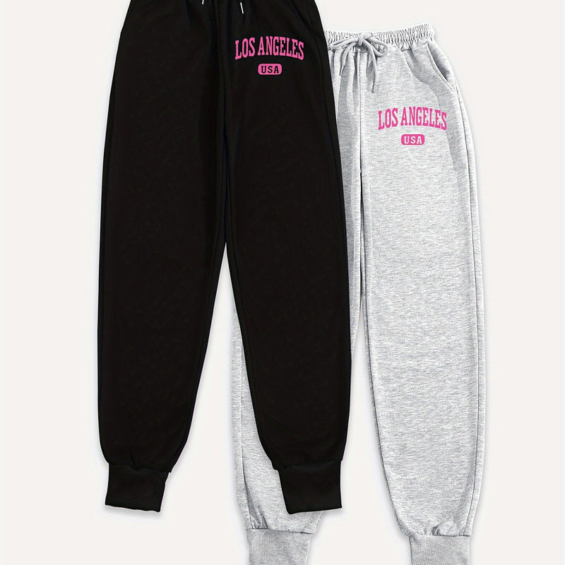 Women's Two-Piece Outfit Featuring Pants with a Letter Print.