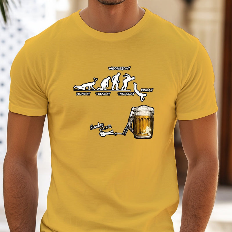 Men'S Creative Beer Illustration Casual Streetwear T-Shirt.