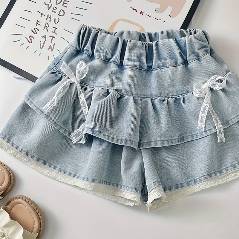 Girls' Cake Denim Shorts - Summer Lightweight Korean Style.