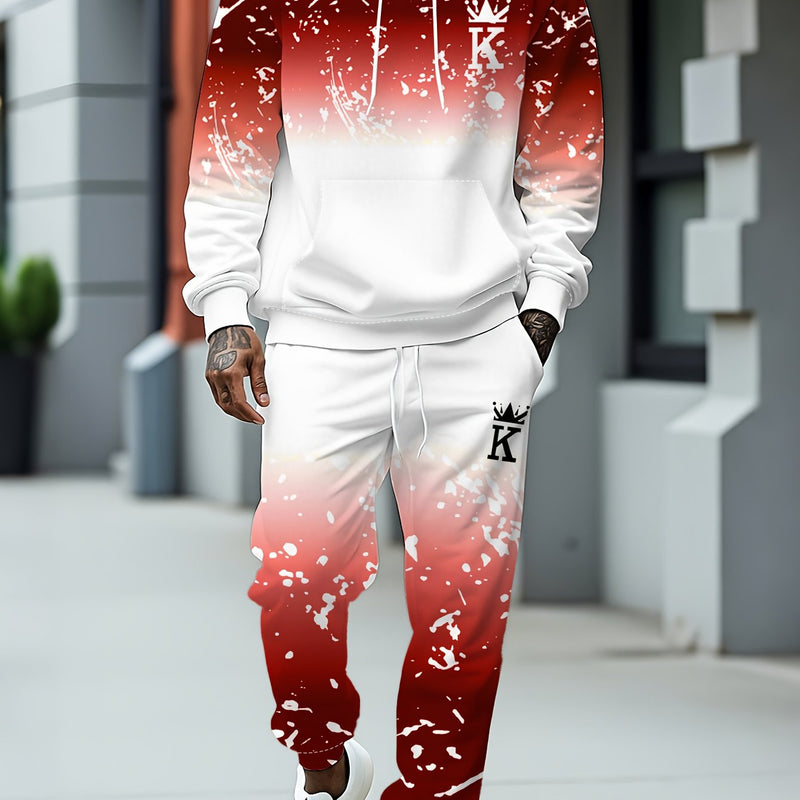 Men's Casual Sportswear Set - Fashionable American Letter.