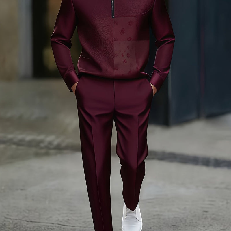 Men's Spring and Autumn Fashion New Long-Sleeve Stand-Collar Polo Shirt.