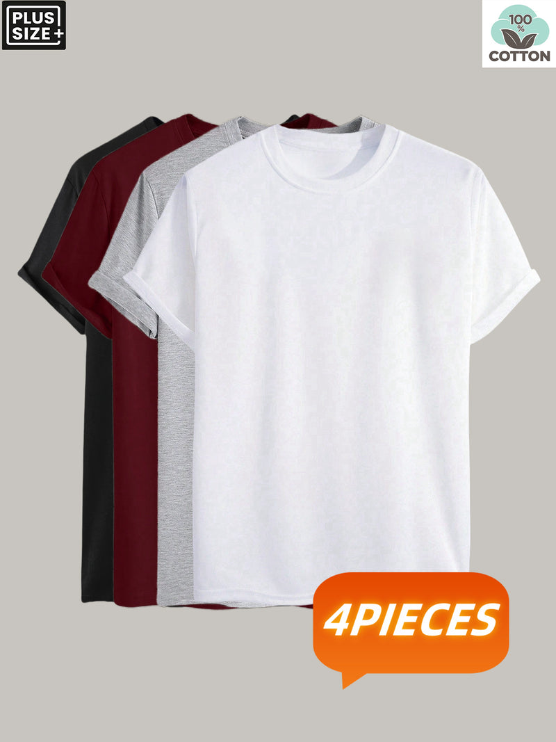 4 pcs  Men's Trendy Solid Color T-Shirts.