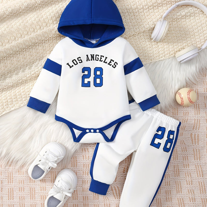Boys' 'LOS ANGELES 28' Hooded Romper & Joggers Set.