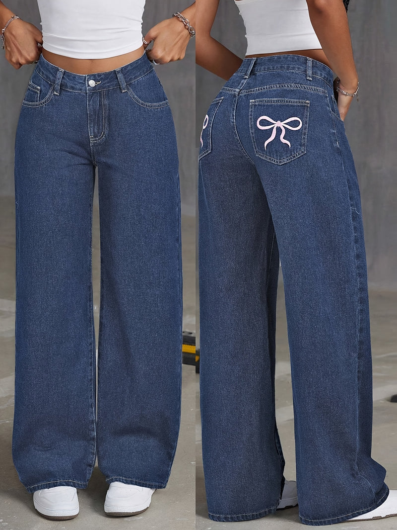 Women's Wide-Leg Stretch Denim Pants.