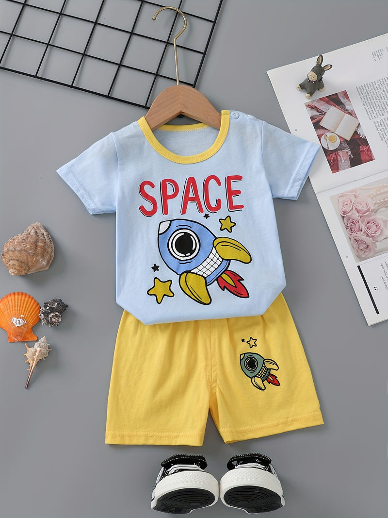 3pcs Cute Casual Pure Cotton Short-Sleeve and Shorts Set.