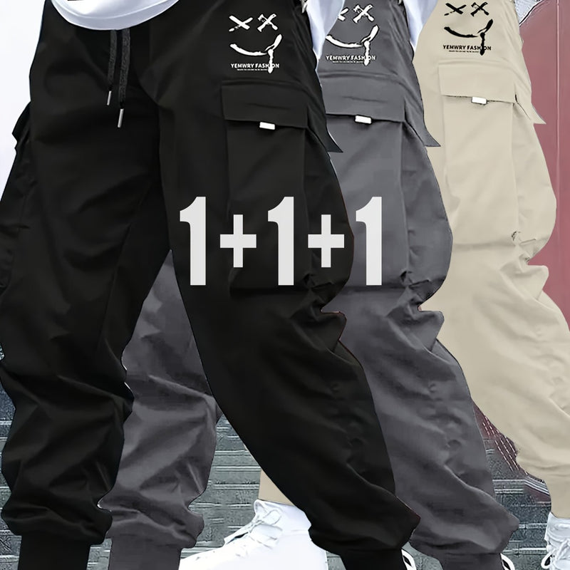 3pcs Men's Heavy-Duty Work Pants.
