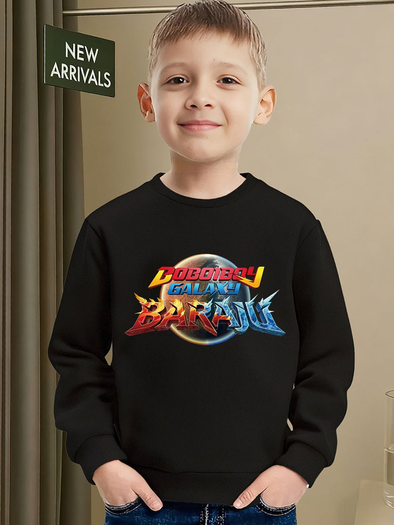 Boboiboy Galaxy Themed Boys' Warm Crewneck Sweatshirt.