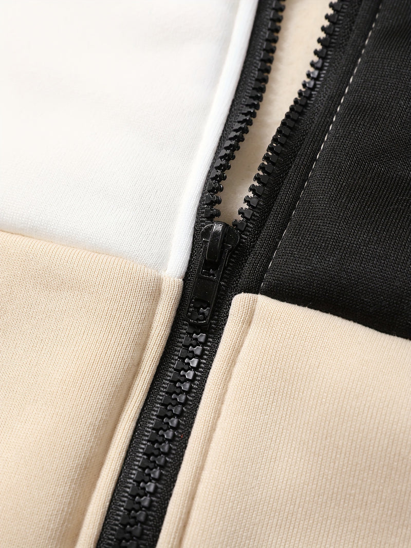 Men's Autumn And Winter Zip-Up Long Sleeve Sweatshirt And Long Pants Set.