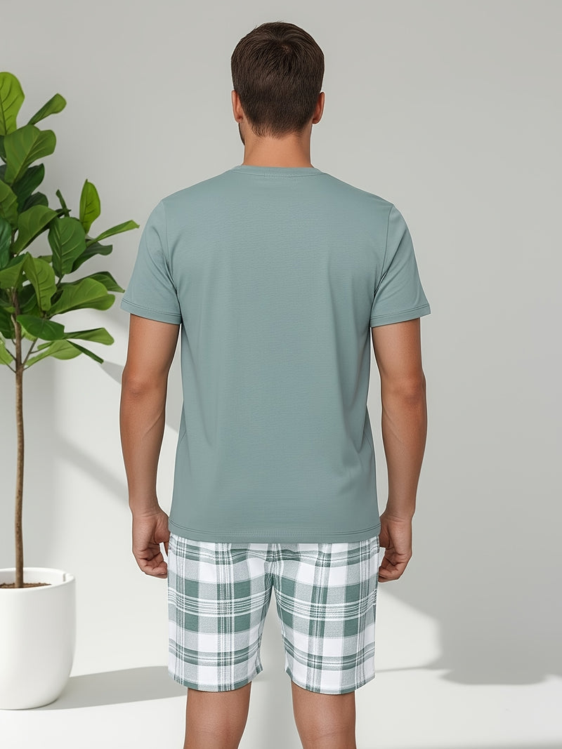 Men's Casual Minimalist Style Round Neck Short Sleeve T-Shirt.