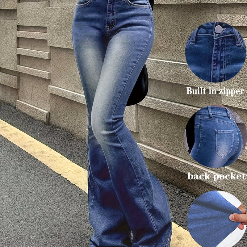 Women's High-Stretch Retro Flare Jeans.