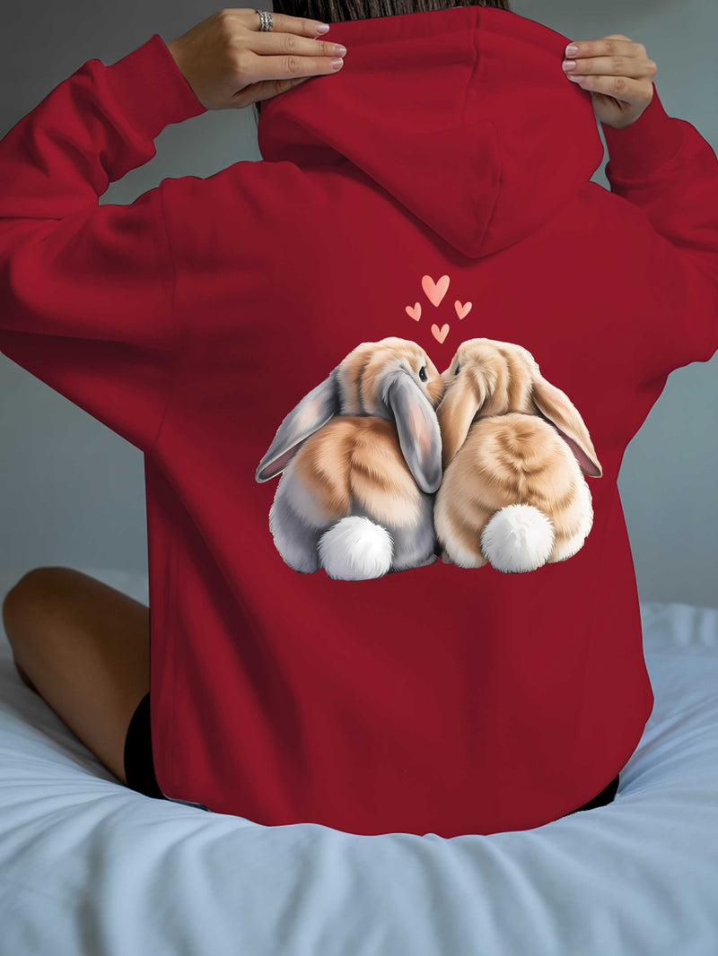 Cute Rabbit Back Women's casual sweatshirt back printed fashionable.