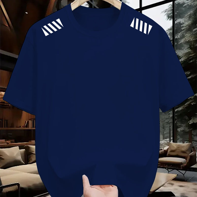 1pc Striped Print Men's Crew Neck Short Sleeve T-Shirt.