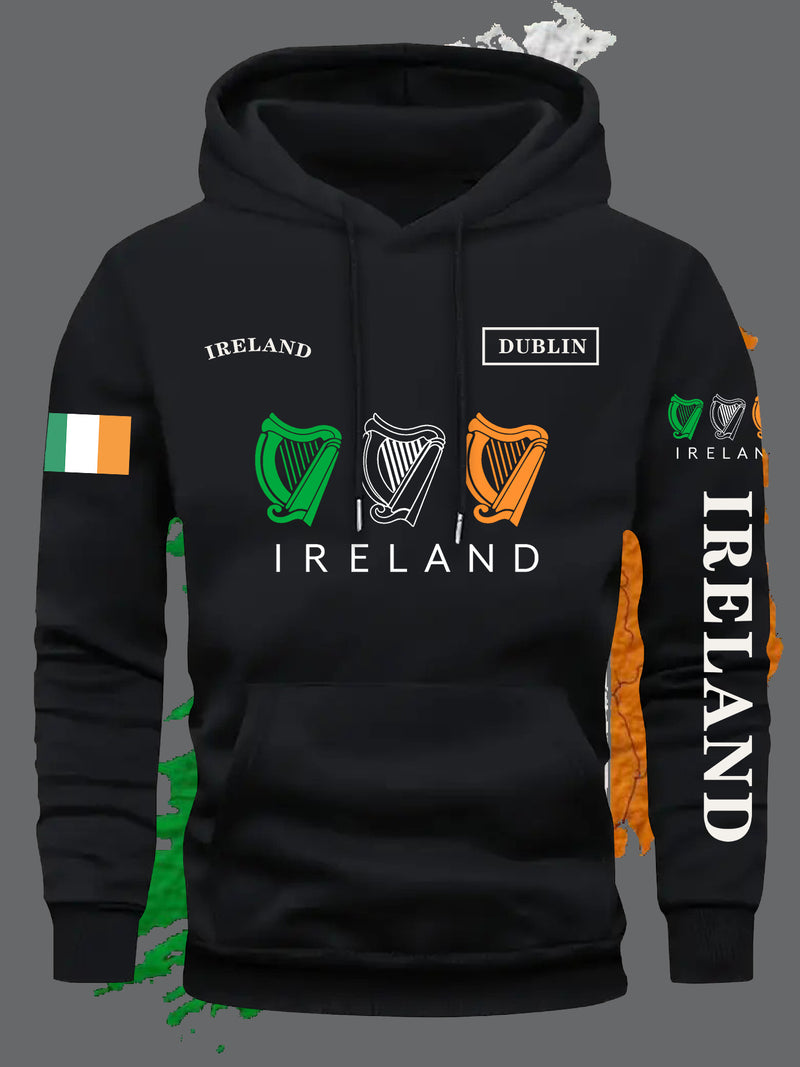 Men's Brown Ireland Flag Graphic Hoodie.