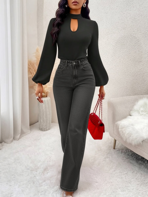 Women’s Wash Straight Leg Pants - Washed Mid-Stretch Jeans.