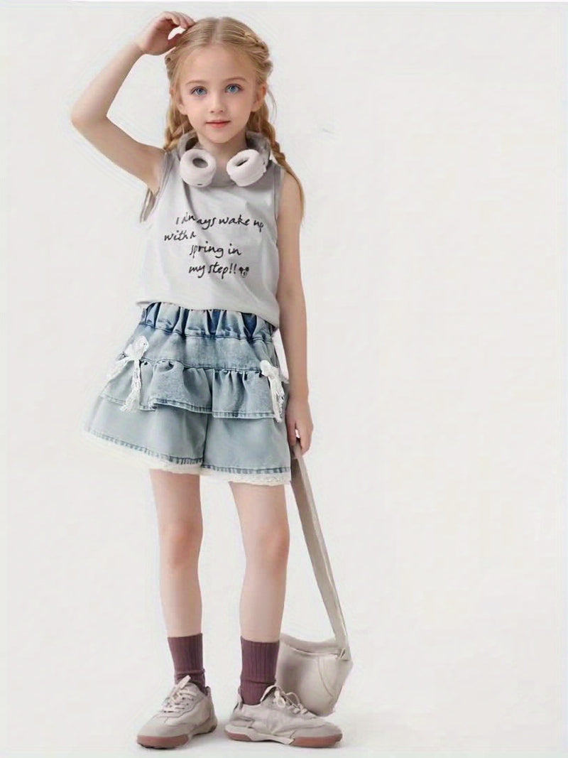 Girls' Cake Denim Shorts - Summer Lightweight Korean Style.