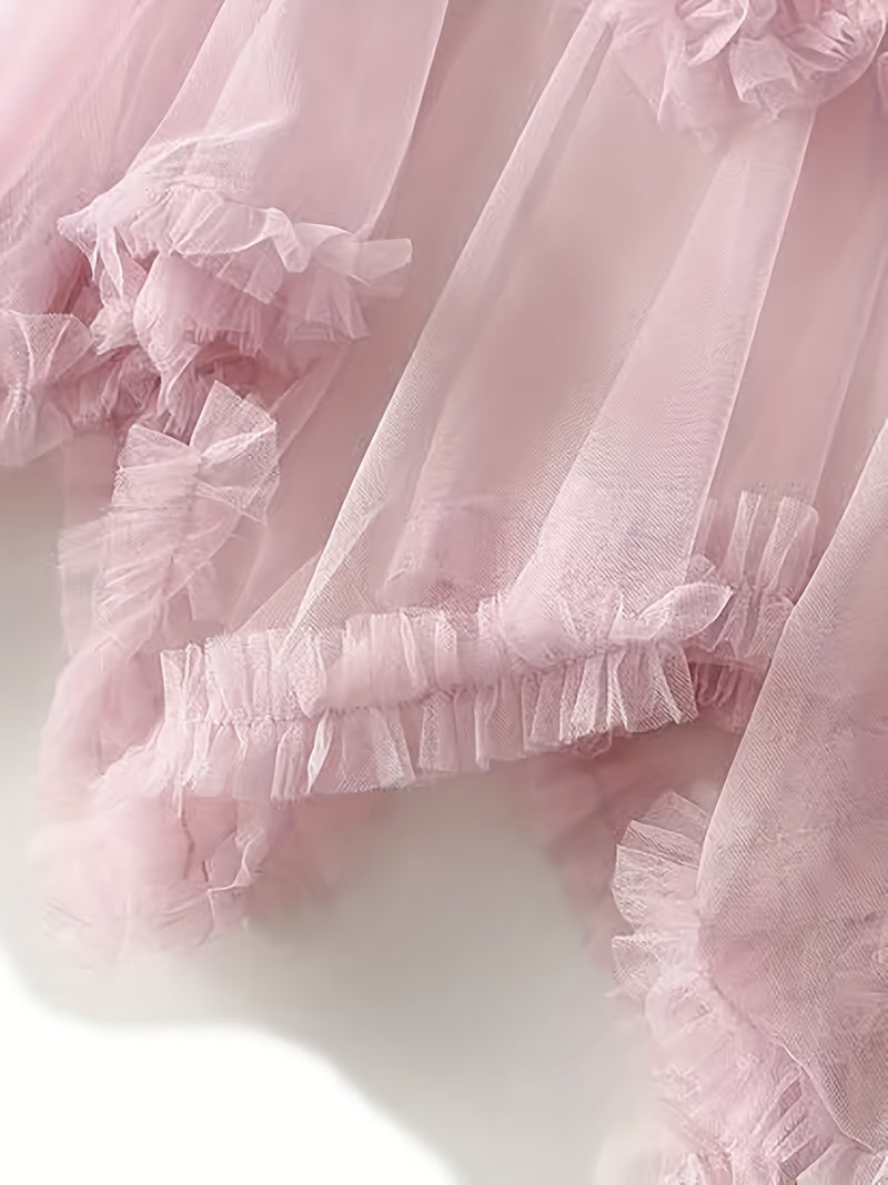 Women’s Punk-Inspired Layered Tulle Skirt with a Black Gothic Mesh.