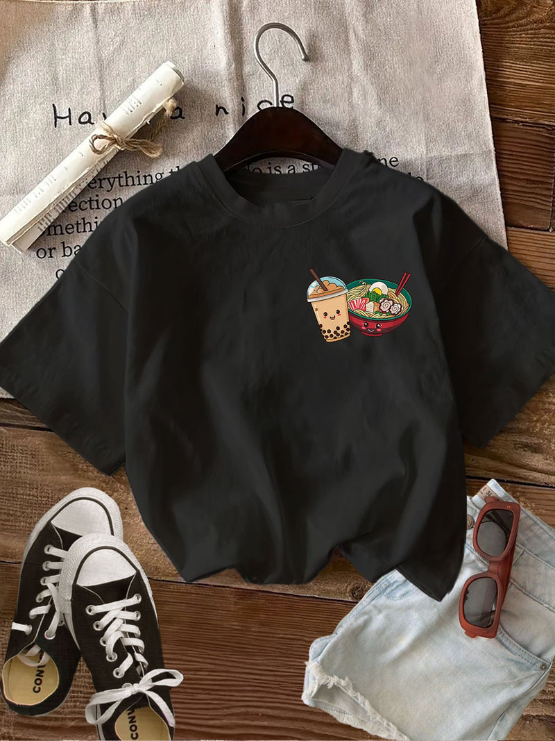 Women’s Graphic Print T-shirt, Short Sleeve Crew Neck Casual.