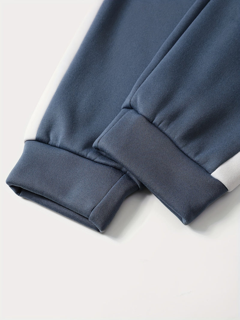 Men's Autumn And Winter Zip-Up Long Sleeve Sweatshirt And Long Pants Set.
