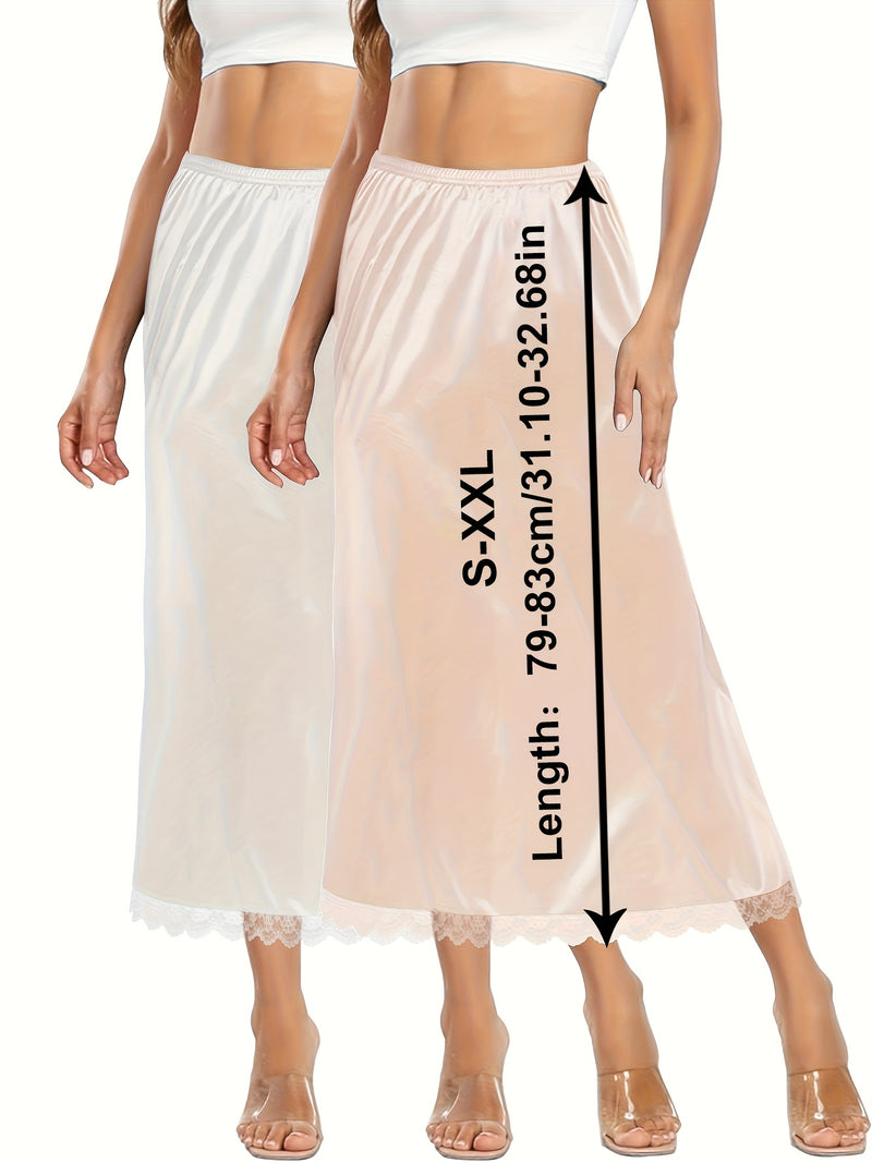 Women's Two-Piece Set Featuring an Exquisite Lace-Trimmed Skirt.