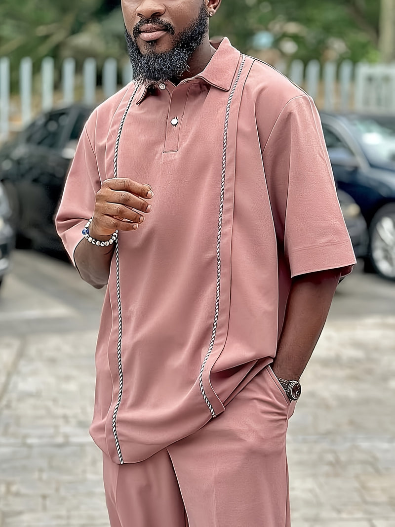 Men'S Casual 2pcs Set | Short Sleeve, Lapel Collar.