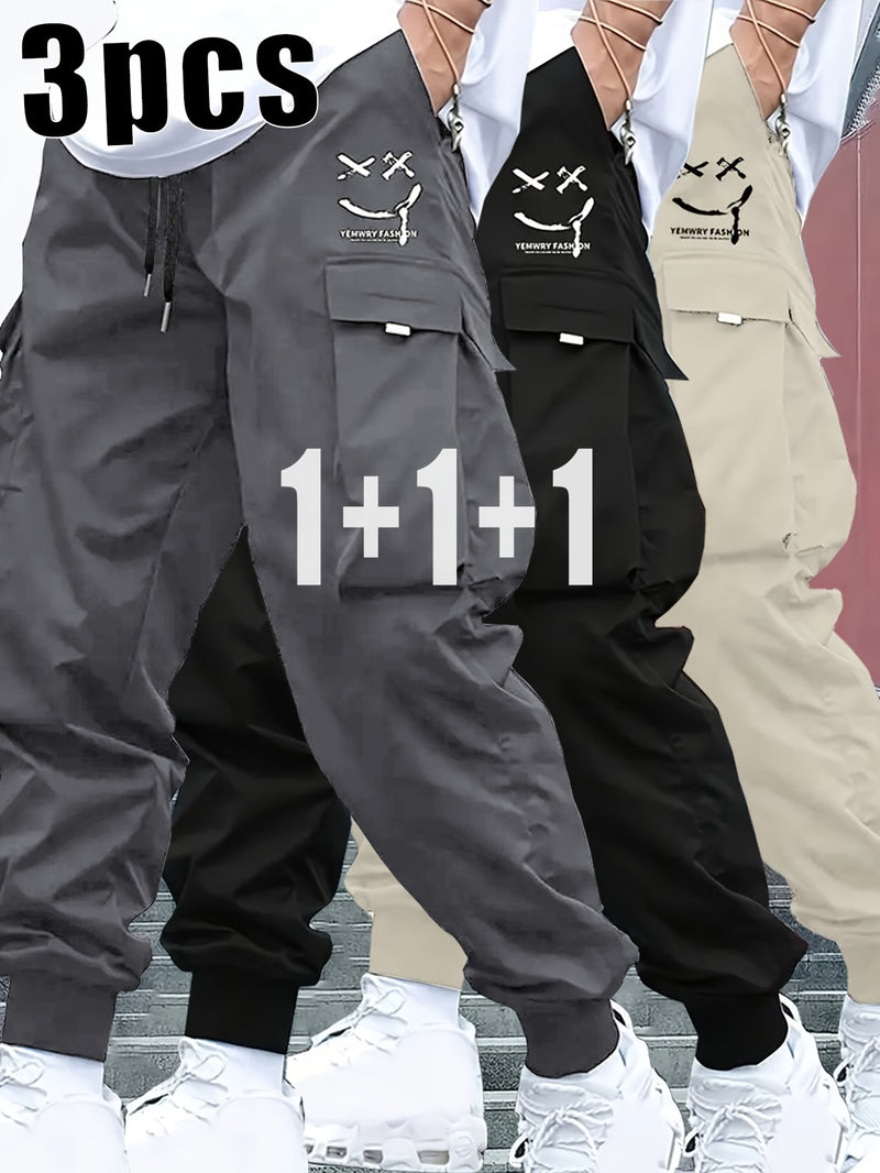 3pcs Men's Heavy-Duty Work Pants.
