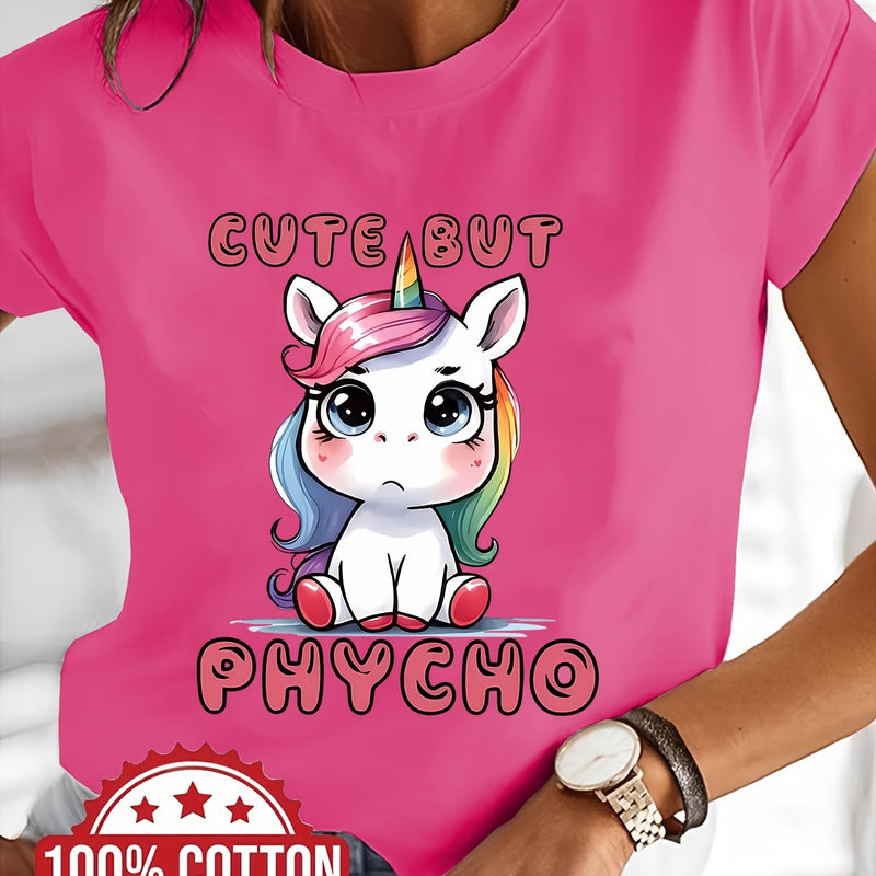 Women’s Whimsical Unicorn Graphic Print T-Shirt.