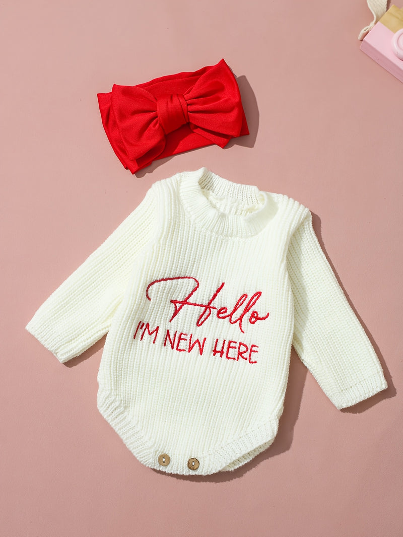 2pcs Newborn Photography Outfit, Baby Girl Knit Sweater with Bow Set.