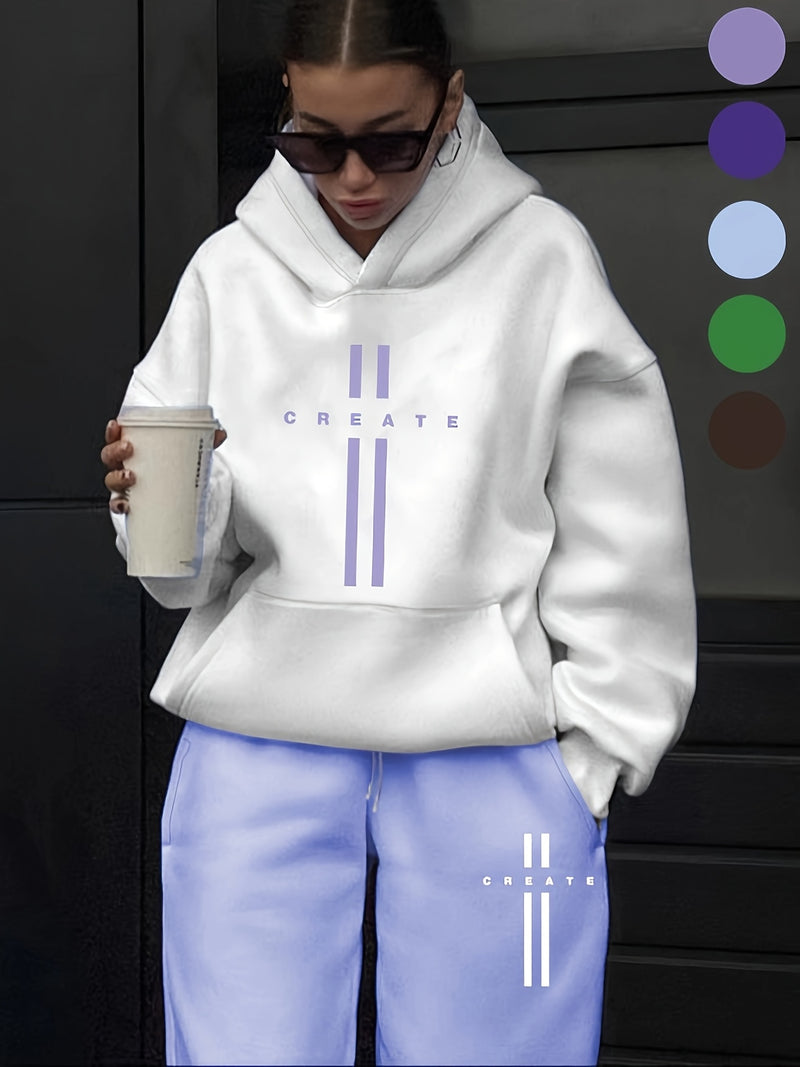 Women's Fashion Casual Letter Pattern Print Set.