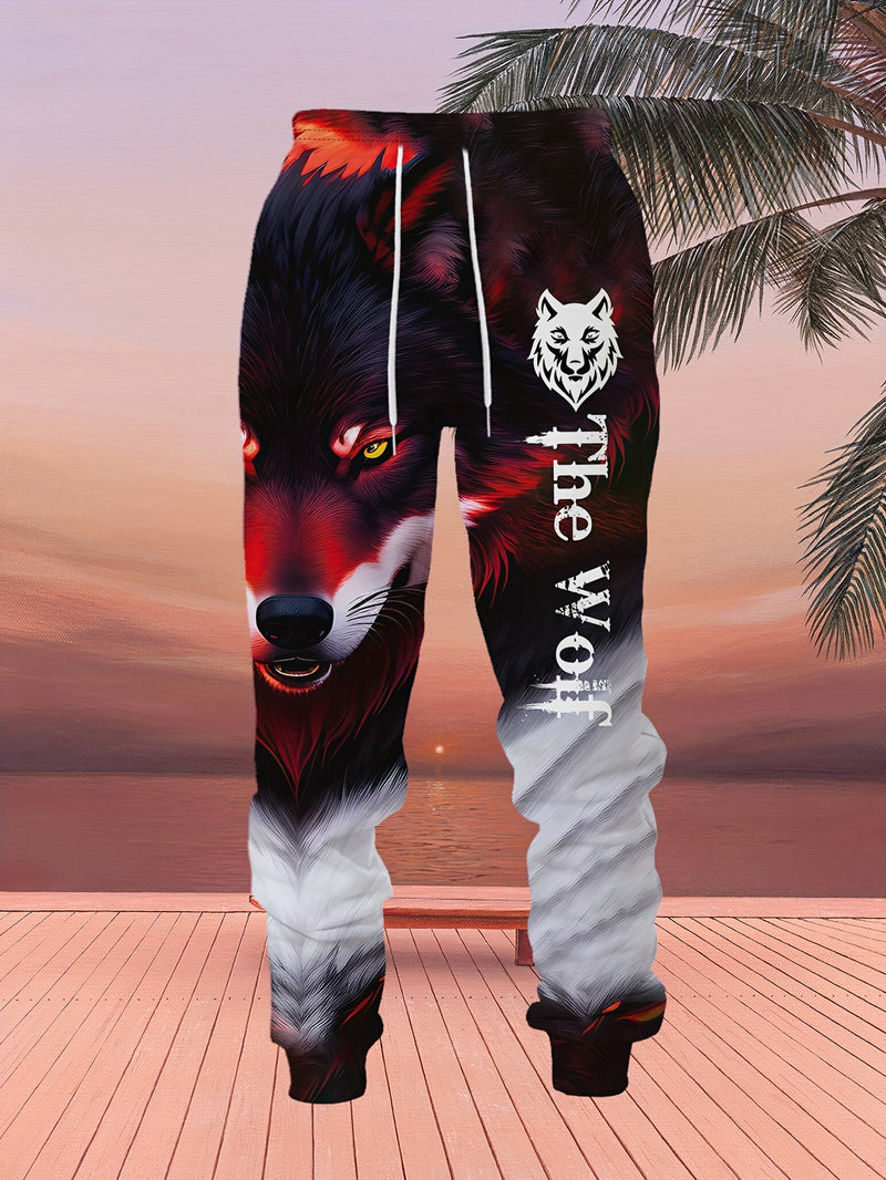 Red Dominant Wolf Pattern Personality Fashion Comfortable Men's.