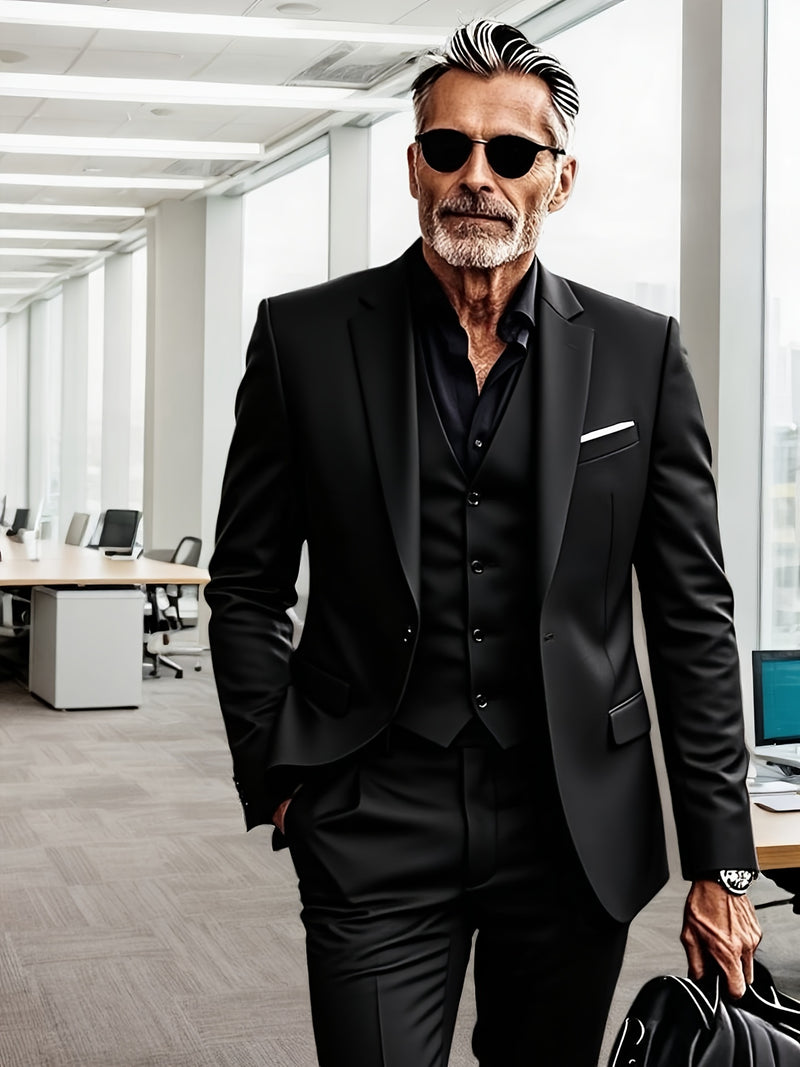 Men's 3pcs Suit- Slim Fit Tuxedo Set for Weddings& Formal Occasions.