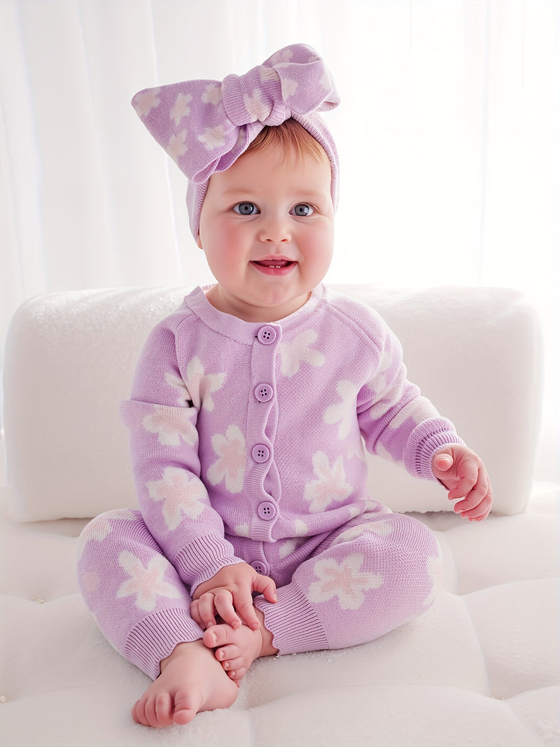 Infant and Toddler Autumn/Winter Jacquard Flower Soft Knit.