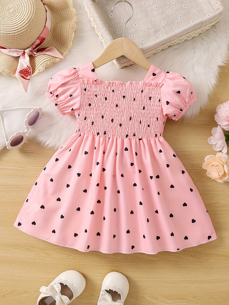 Ramadan Adorable Heart-Print Tunic Dress For Girls.
