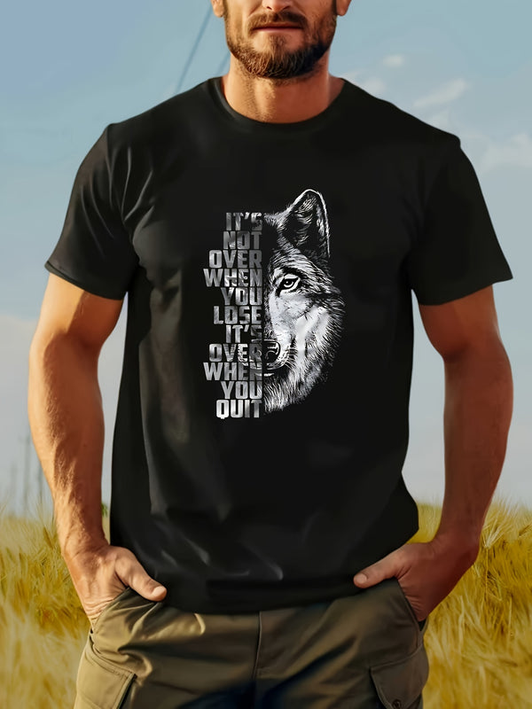 Men' Symbol 3D Wolf Print T-Shirt - Casual Outdoor.