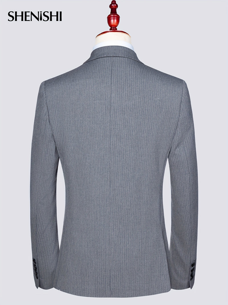 Men's Double-Breasted Suit Set, Casual Formal Wear.