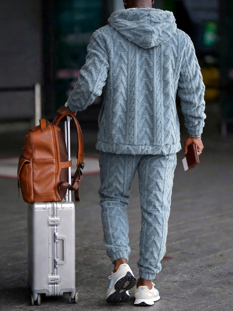 Men's Classic Sporty Casual Hooded Set, 2pcs Outfit with Long-Sleeve.