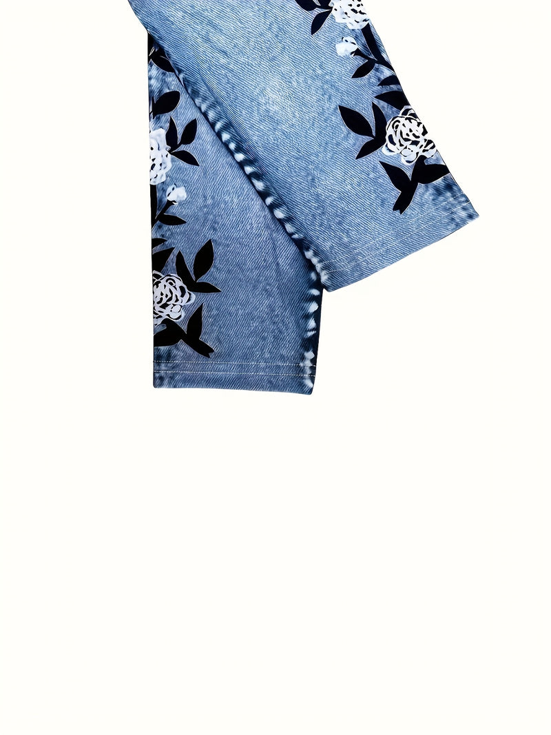 Women’s Directional Style Imitation Faux Denim Leggings.