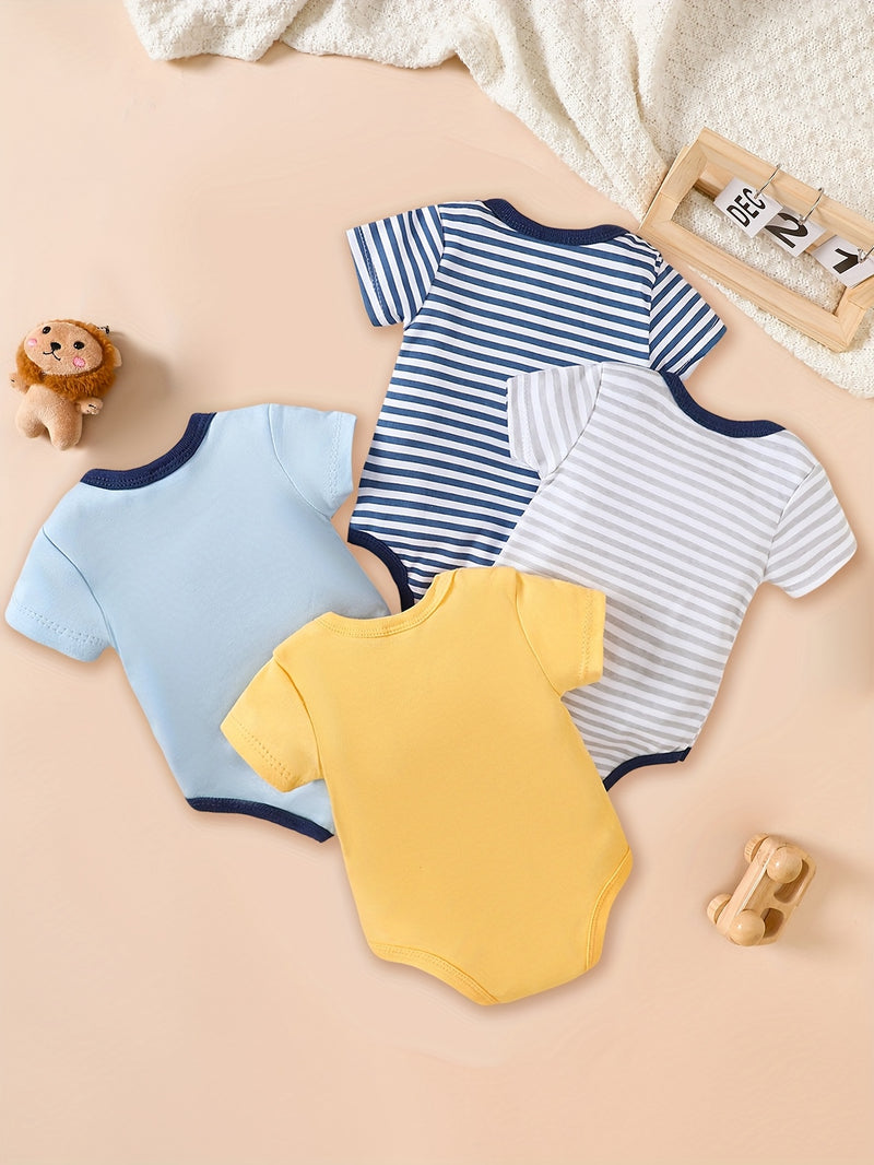 4pcs set of new spring/summer baby boy romper bodysuits.