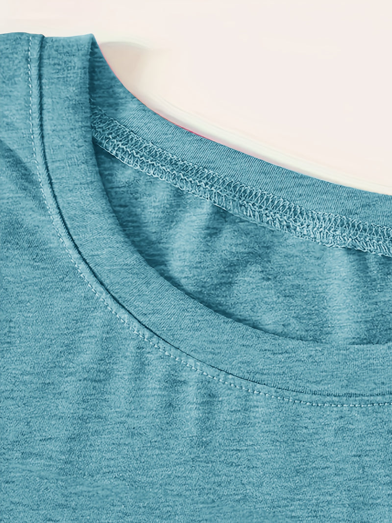 Women’s Casual Sports Vintage Loose Round-Neck Short-Sleeve T-Shirt.